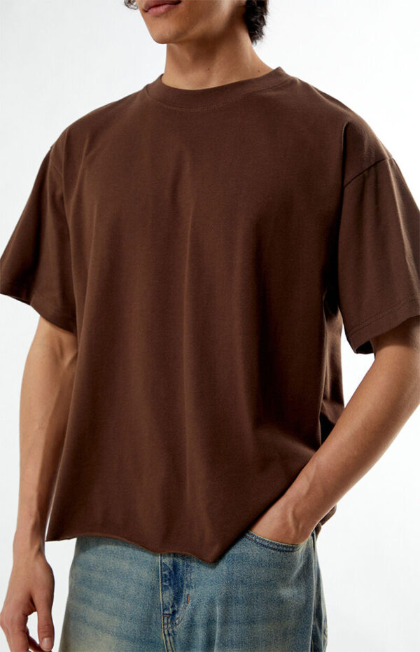 Men’s Oversized Brown T-Shirt & Relaxed Fit Blue Jeans Set